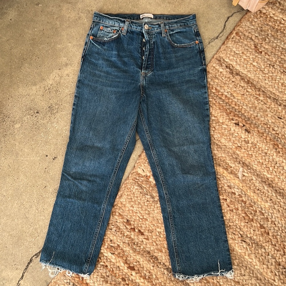 Zara Dark Blue High Waisted Jeans